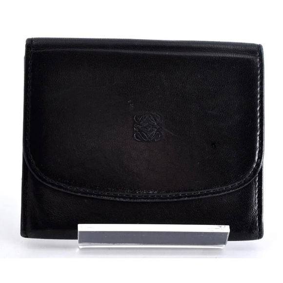 LOEWE Anagram Card Case Leather Black Used Authentic EUC - Picture 1 of 8